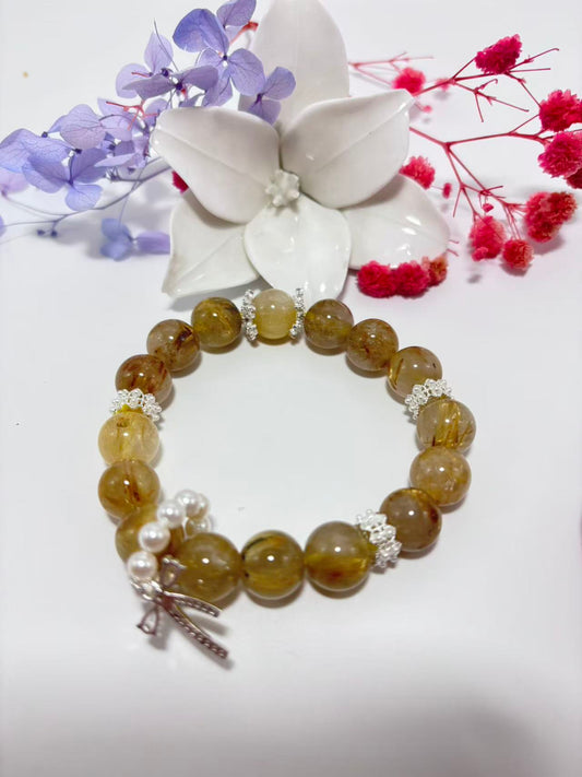 Golden Rutilated Quartz-  Venus Hair Stone-wealth attract